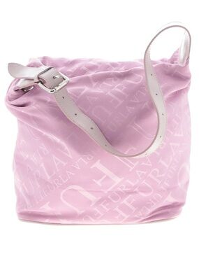 Furla Pink Logo print nylon shoulder bag purse